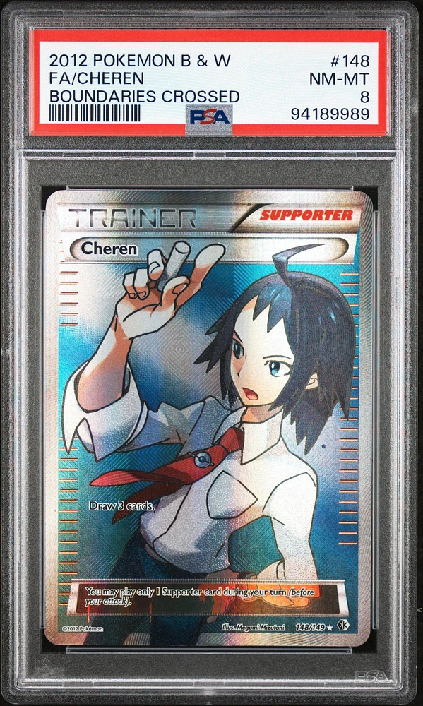 2012 Pokemon Black & White Boundaries Crossed 148 Full Art/cheren PSA 8