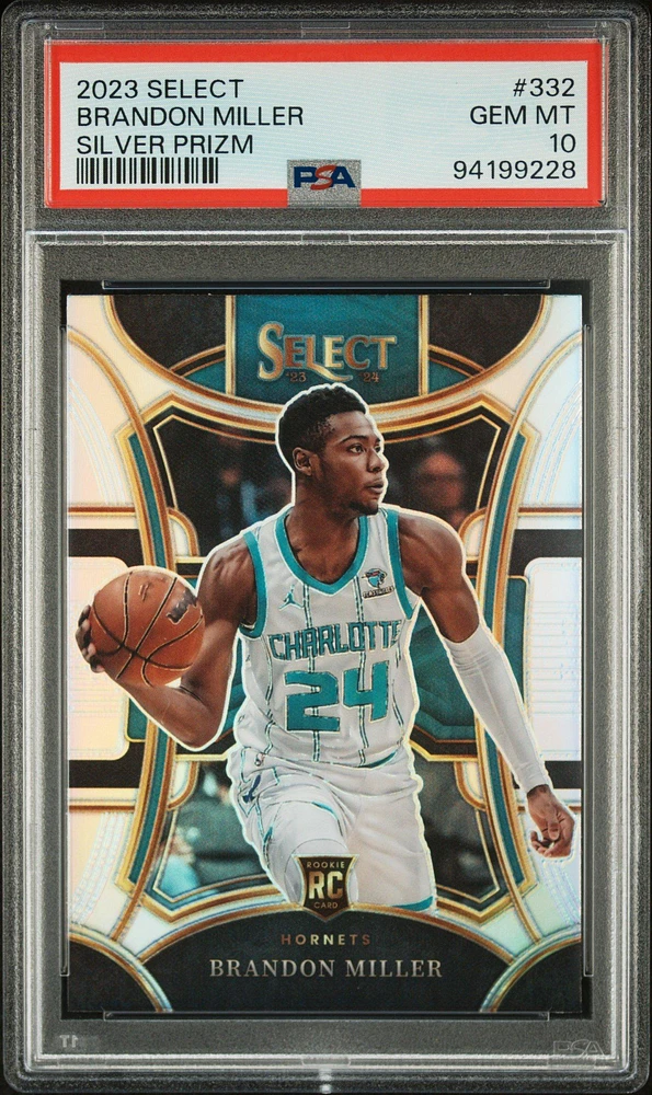 2023 Panini Select 332 Brandon Miller Silver Prizm PSA 10