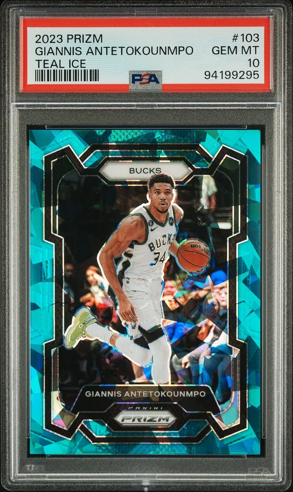 2023 Panini Prizm 103 Giannis Antetokounmpo Teal Ice PSA 10