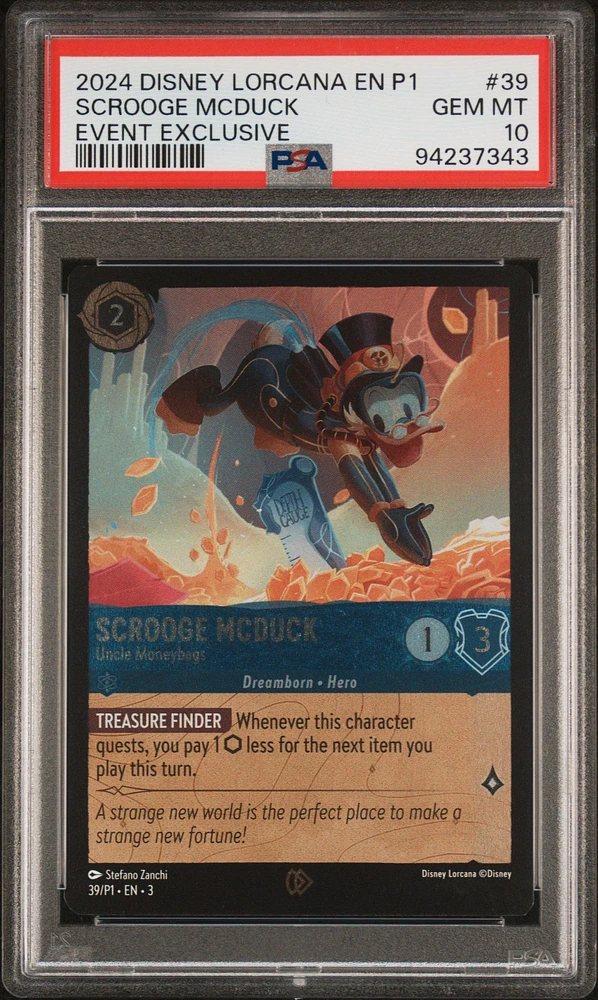 2024 Disney Lorcana En P1-promo 39 Scrooge Mcduck - Uncle Moneybags Event Exclusive PSA 10