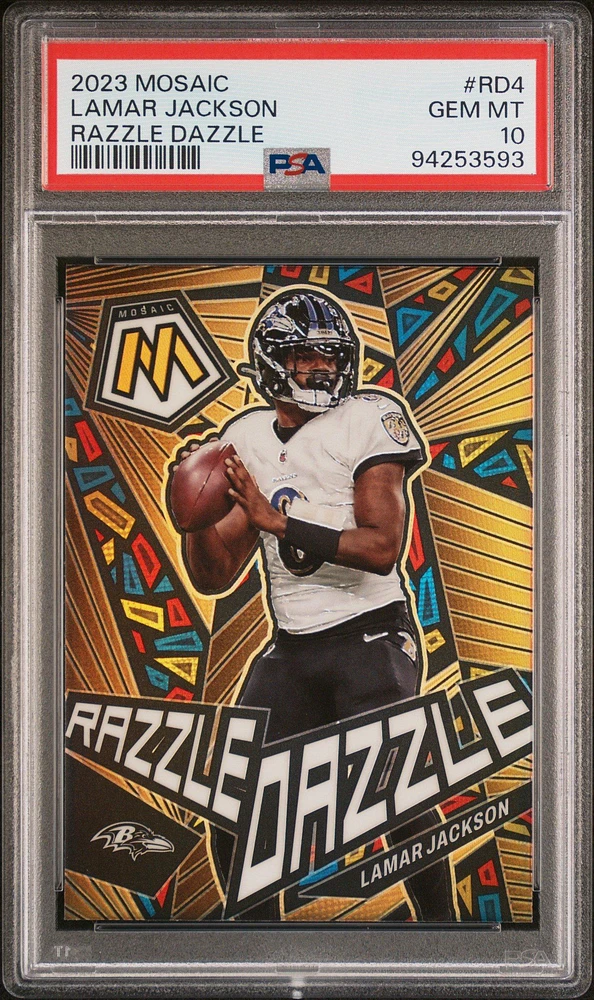 2023 Panini Mosaic Razzle Dazzle Rd4 Lamar Jackson PSA 10