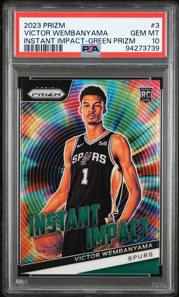 2023 Panini Prizm Instant Impact 3 Victor Wembanyama Green Prizm PSA 10