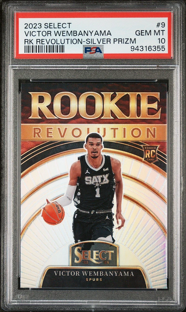 2023 Panini Select Rookie Revolution 9 Victor Wembanyama Silver Prizm PSA