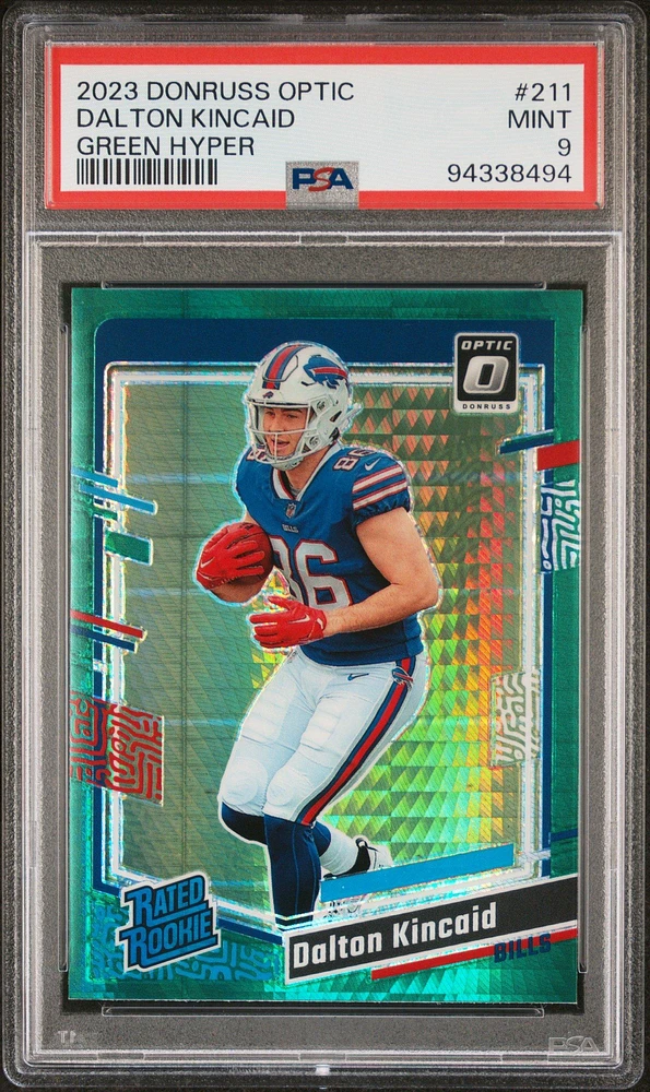 2023 Panini Donruss Optic 211 Dalton Kincaid Green Hyper PSA 9