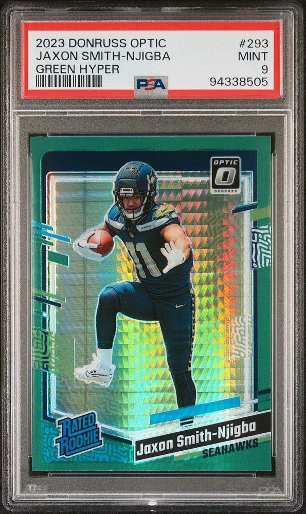 2023 Panini Donruss Optic 293 Jaxon Smith-njigba Green Hyper PSA 9