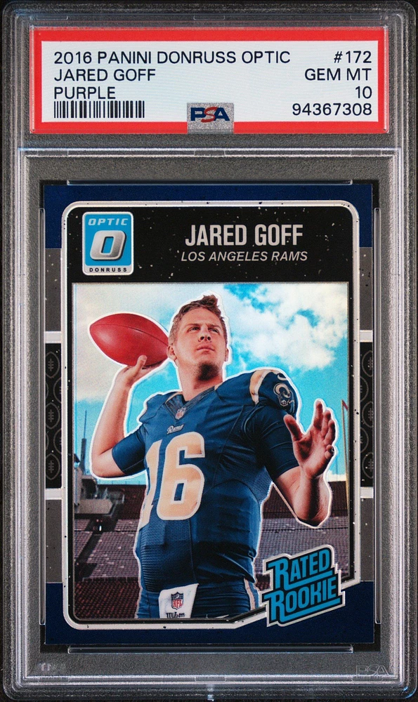 2016 Panini Donruss Optic 172 Jared Goff Purple PSA 10