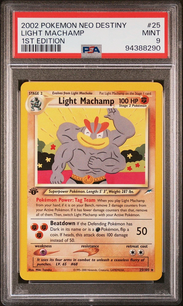 2002 Pokemon Neo Destiny 25 Light Machamp 1st Edition PSA 9