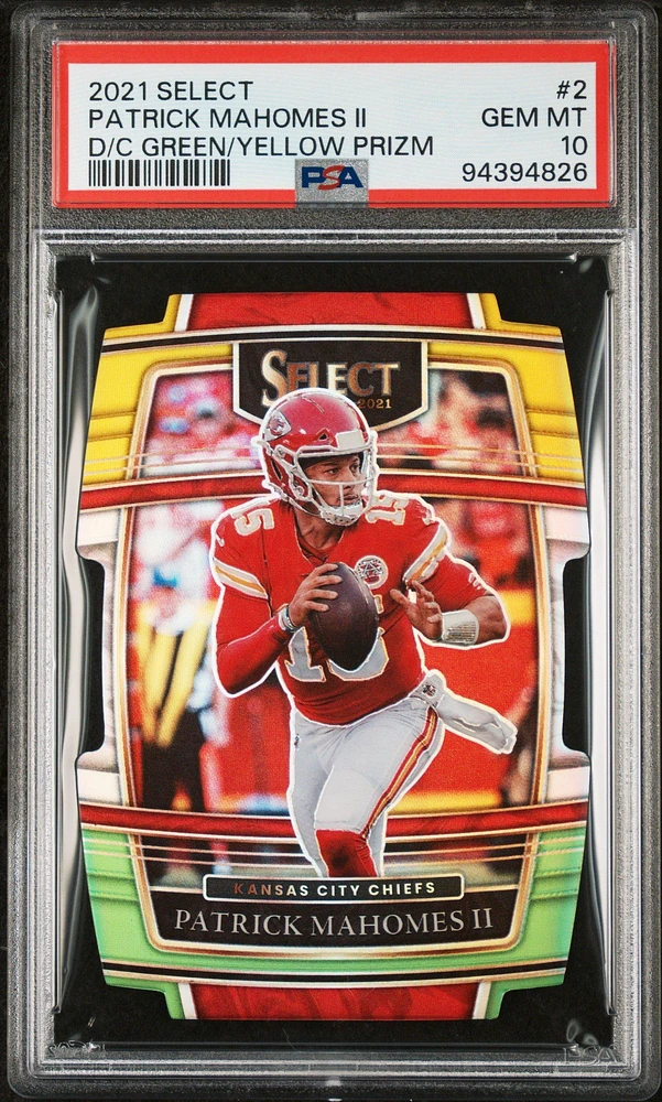 2021 Panini Select 2 Patrick Mahomes Ii Die-cut Green/yellow Prizm PSA 10