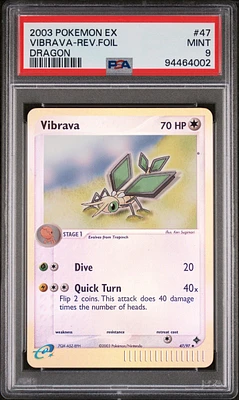 2003 Pokemon Ex Dragon 47 Vibrava-reverse Foil PSA 9