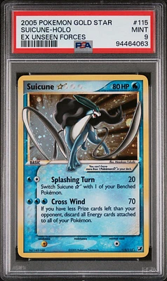 2005 Pokemon Ex Unseen Forces 115 Suicune-holo Gold Star PSA 9