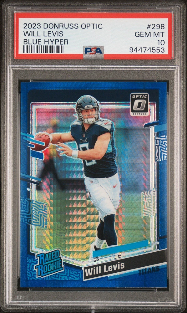 2023 Panini Donruss Optic 298 Will Levis Blue Hyper PSA 10