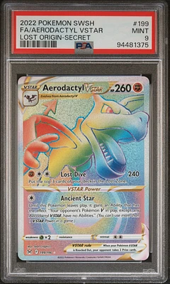 2022 Pokemon Sword & Shield Lost Origin 199 Full Art/aerodactyl Vstar Secret PSA 9
