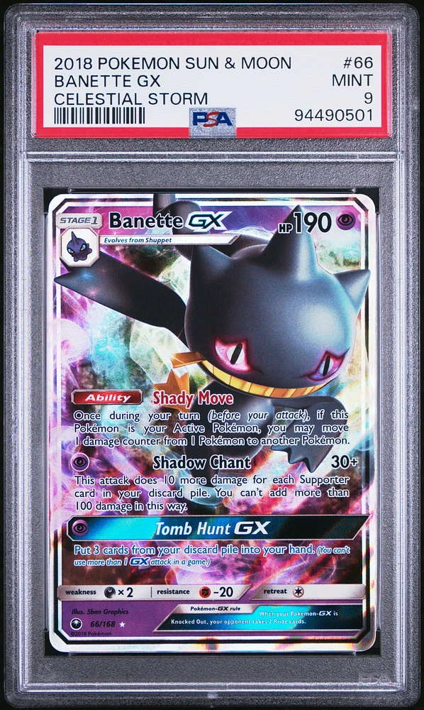 2018 Pokemon Sun & Moon Celestial Storm 66 Banette Gx PSA 9