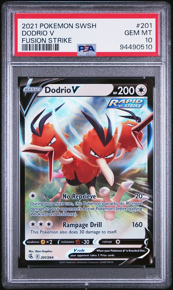2021 Pokemon Sword & Shield Fusion Strike 201 Dodrio V PSA 10