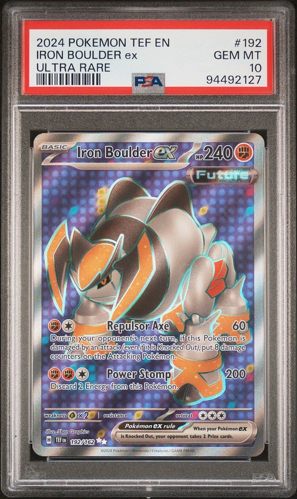 2024 Pokemon Tef En-temporal Forces 192 Iron Boulder Ex Ultra Rare PSA 10
