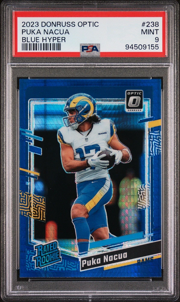 2023 Panini Donruss Optic 238 Puka Nacua Blue Hyper PSA