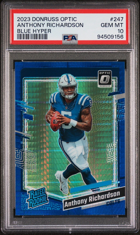 2023 Panini Donruss Optic 247 Anthony Richardson Blue Hyper PSA 10