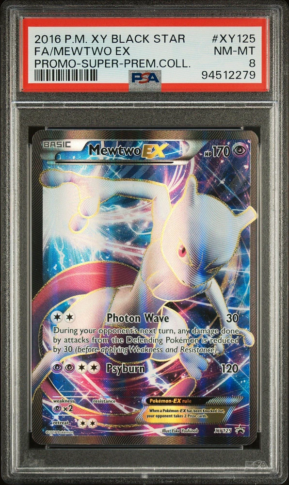 2016 Pokemon Xy Black Star Promo Xy125 Full Art/mewtwo Ex Super-premium Collection PSA 8