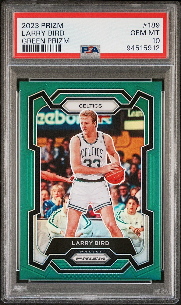 2023 Panini Prizm 189 Larry Bird Green Prizm PSA 10