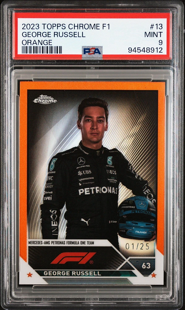 2023 Topps Chrome Formula 1 13 George Russell Orange PSA 9