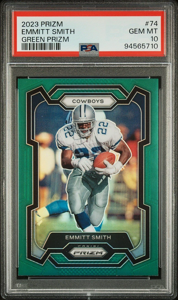 2023 Panini Prizm 74 Emmitt Smith Green Prizm PSA 10