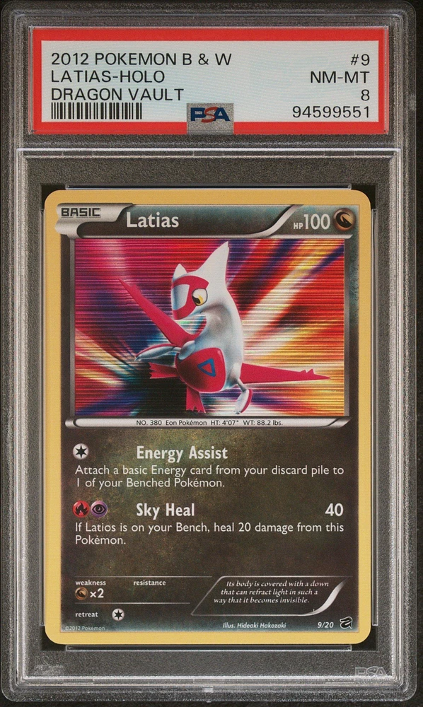 2012 Pokemon Black & White Dragon Vault 9 Latias-holo PSA 8