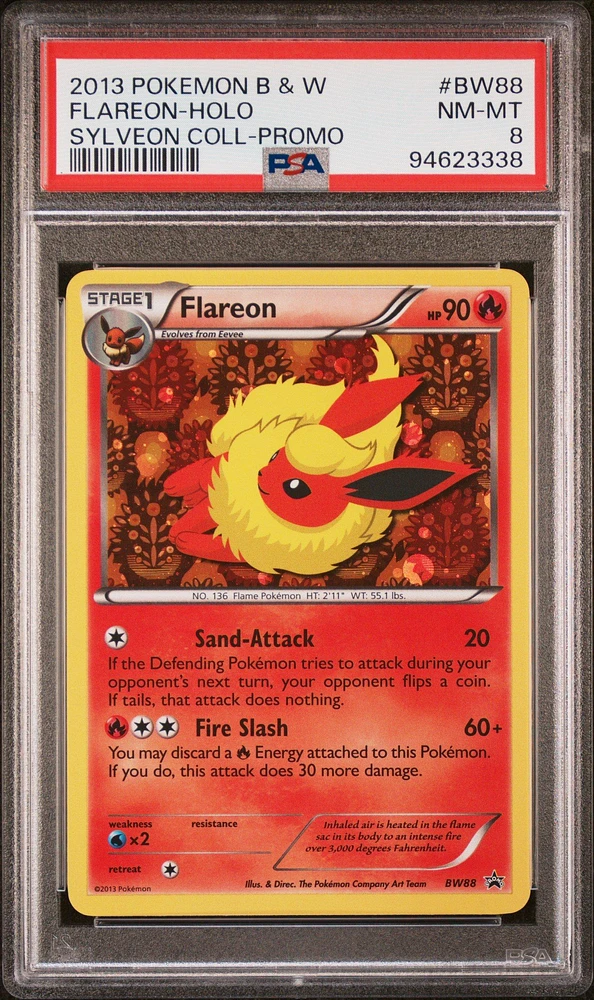 2013 Pokemon Black & White Promo Bw88 Flareon-holo Sylveon Collection PSA 8