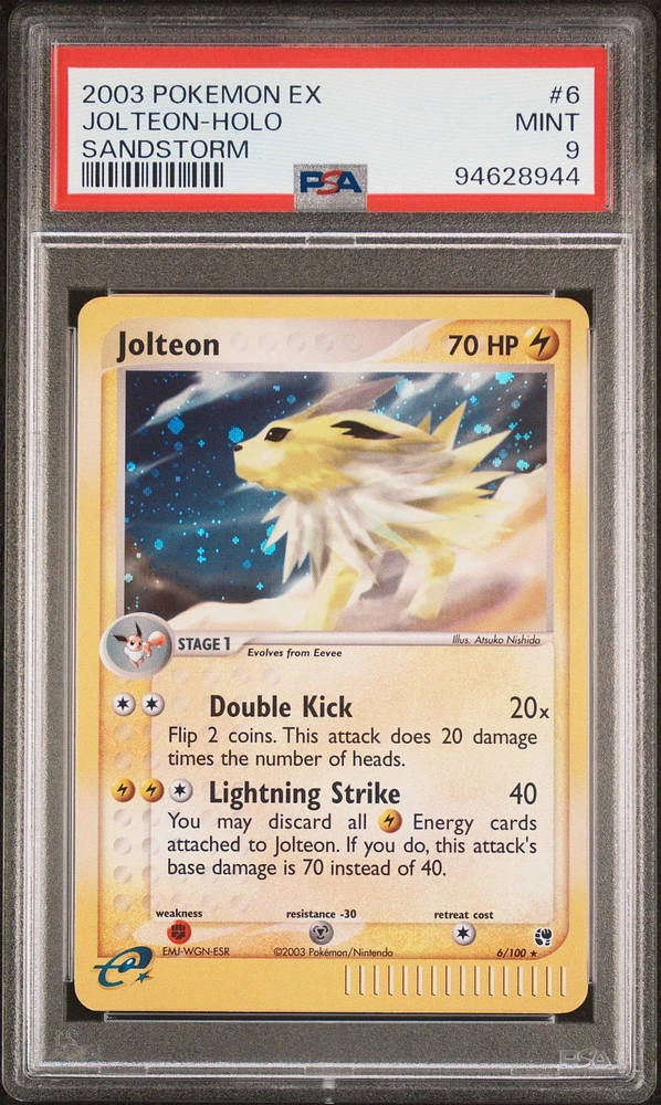 2003 Pokemon Ex Sandstorm 6 Jolteon-holo PSA 9