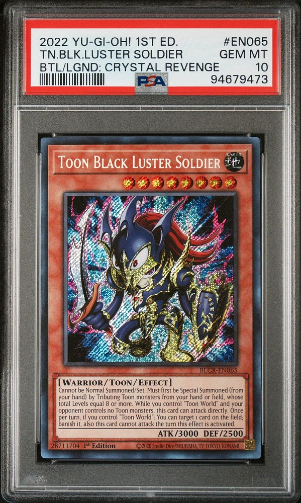 2022 Yu-gi-oh! Battles Of Legend: Crystal Revenge En065 Toon Black Luster Soldier 1st Edition PSA 10
