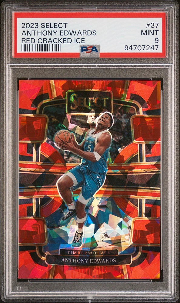 2023 Panini Select 37 Anthony Edwards Red Cracked Ice PSA 9