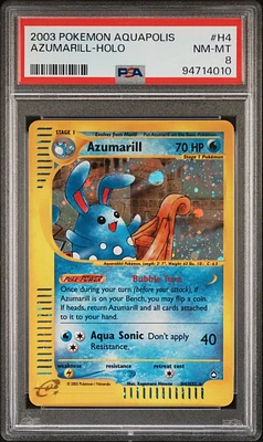 2003 Pokemon Aquapolis H4 Azumarill-holo PSA 8