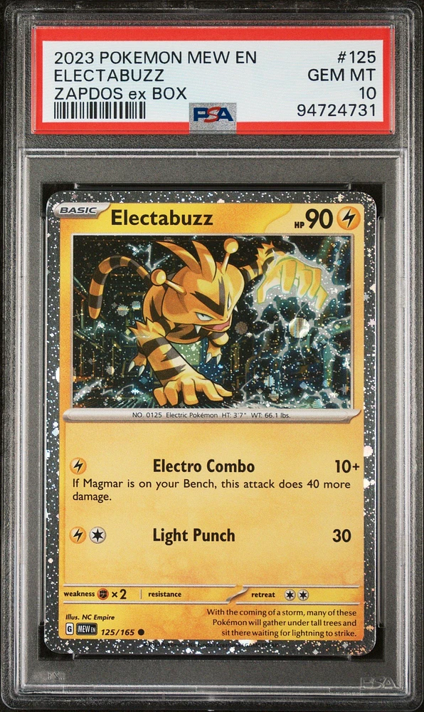 2023 Pokemon Mew En-151 125 Electabuzz Zapdos Ex Box PSA 10