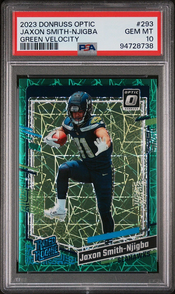 2023 Panini Donruss Optic 293 Jaxon Smith-njigba Green Velocity PSA 10