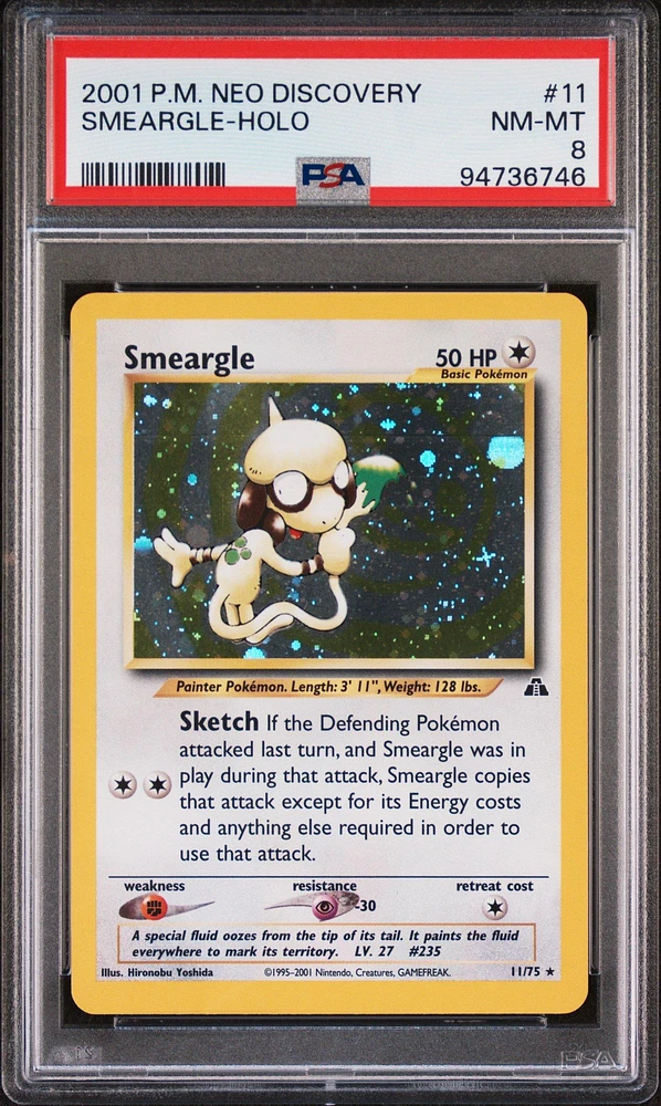 2001 Pokemon Neo Discovery 11 Smeargle-holo PSA 8