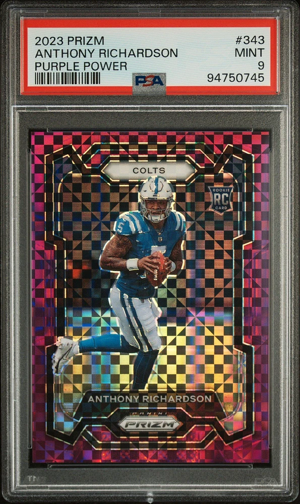 2023 Panini Prizm 343 Anthony Richardson Purple Power PSA 9