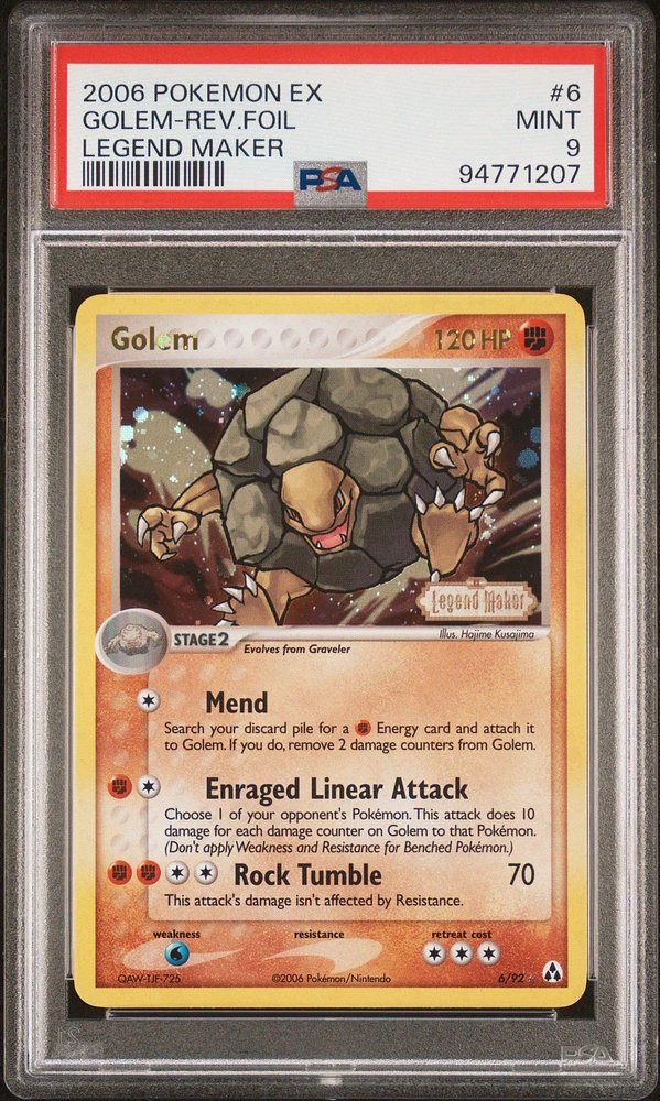 2006 Pokemon Ex Legend Maker 6 Golem-reverse Foil PSA 9
