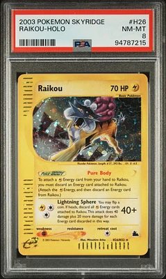 2003 Pokemon Skyridge H26 Raikou-holo PSA 8