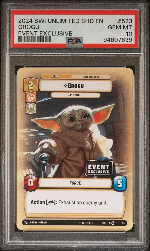 2024 Star Wars: Unlimited Shadows Of The Galaxy 523 Grogu, Irresistable Event Exclusive PSA 10