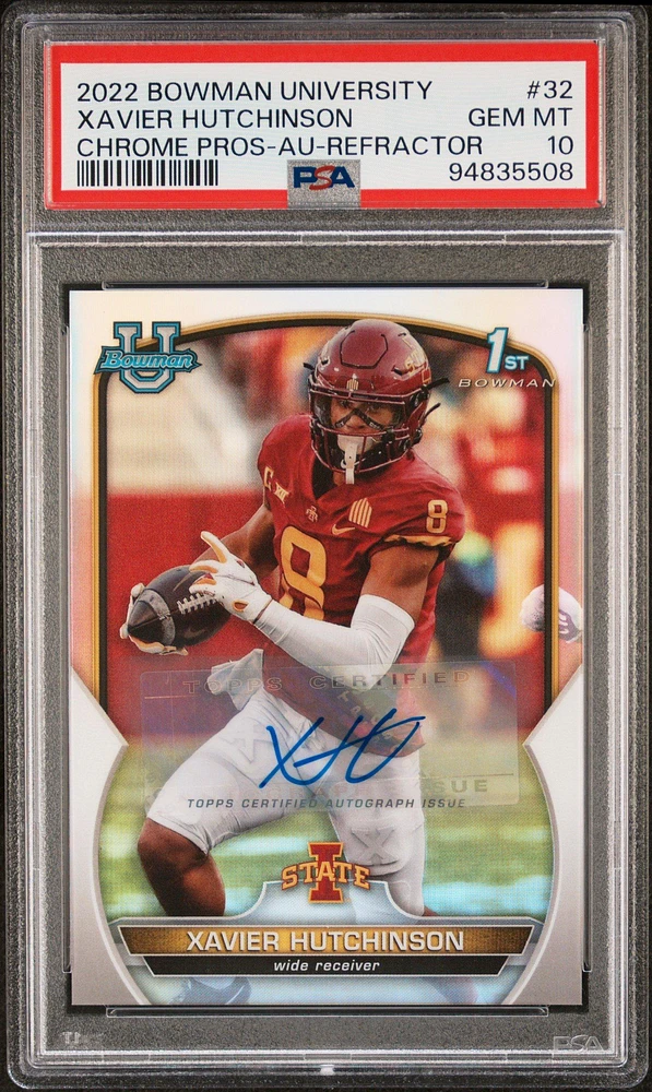 2022 Bowman University Chrome Prospects 32 Xavier Hutchinson Autograph-refractor PSA 10