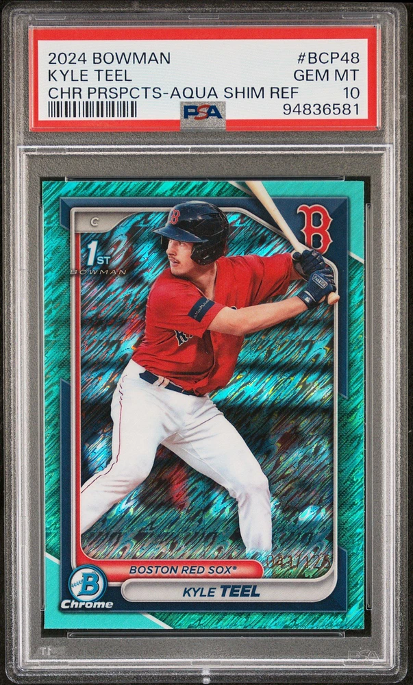 2024 Bowman Chrome Prospects Bcp48 Kyle Teel Aqua Shimmer Refractor PSA 10