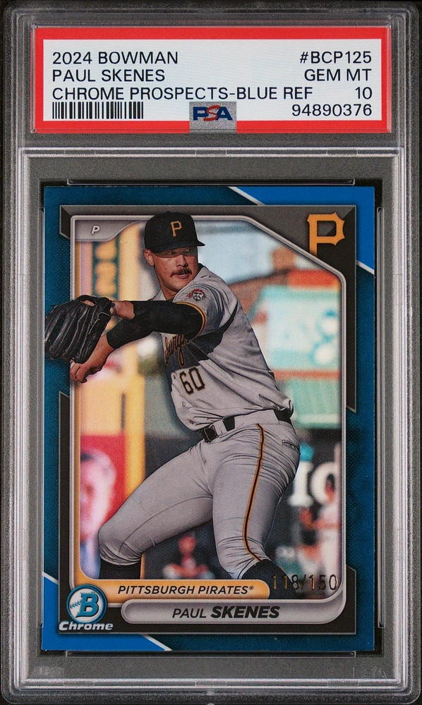 2024 Bowman Chrome Prospects Bcp125 Paul Skenes Blue Refractor PSA 10