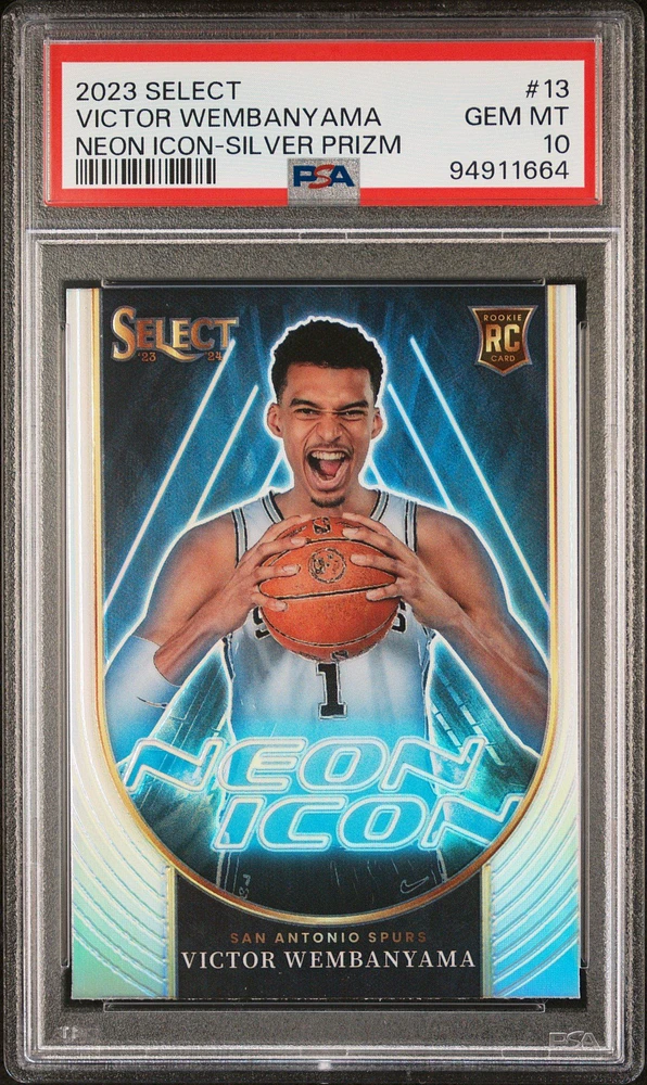 2023 Panini Select Neon Icon 13 Victor Wembanyama Silver Prizm PSA 10
