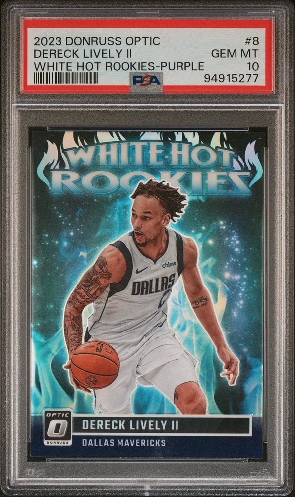 2023 Panini Donruss Optic White Hot Rookies 8 Dereck Lively Ii Purple PSA 10