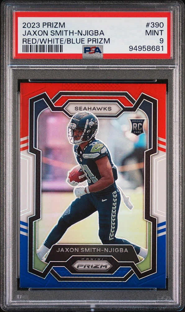 2023 Panini Prizm 390 Jaxon Smith-njigba Red/white/blue Prizm PSA