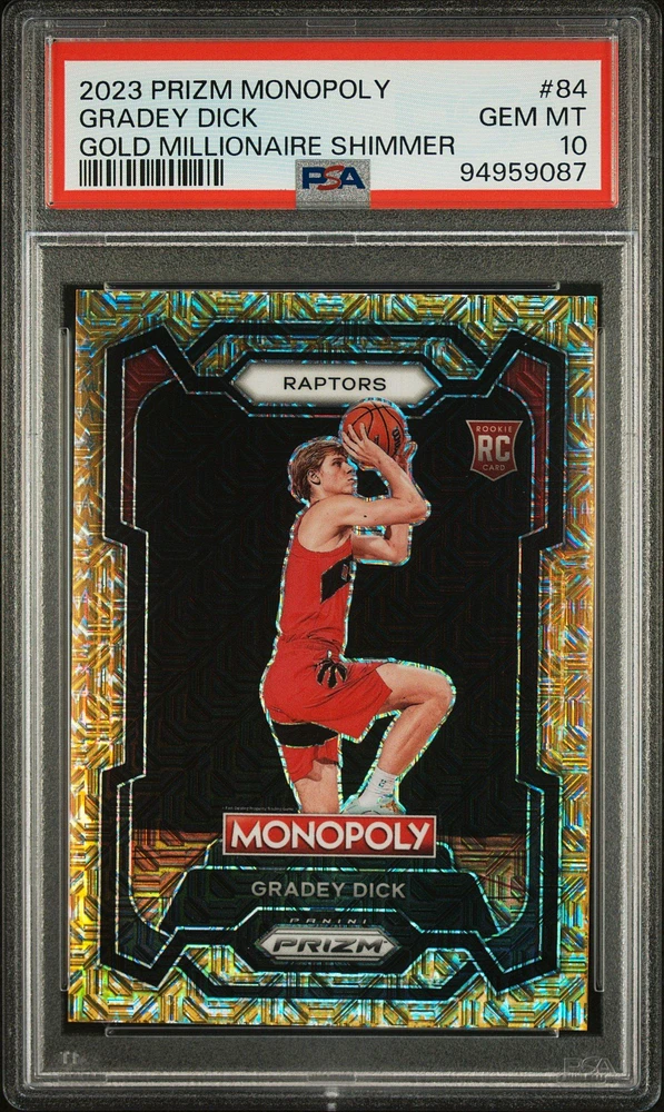 2023 Panini Prizm Monopoly 84 Gradey Dick Gold Millionaire Shimmer PSA 10