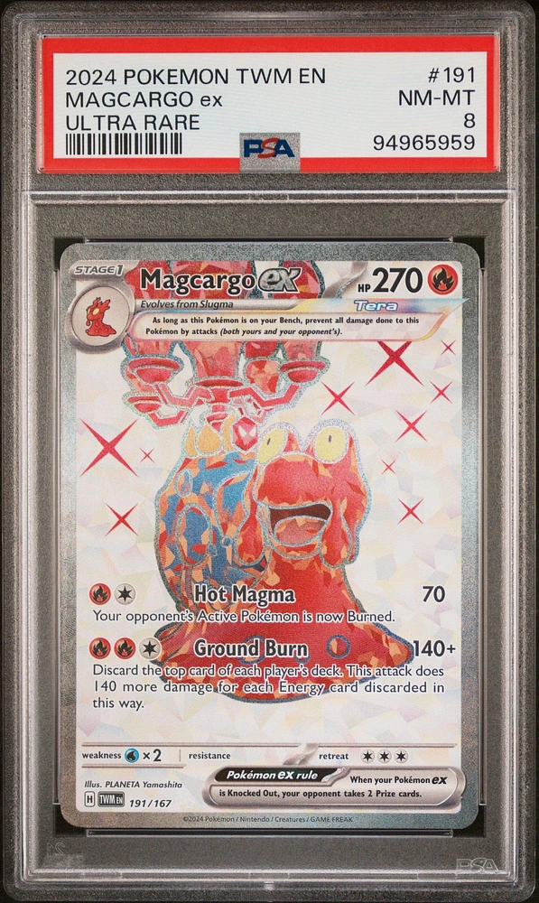 2024 Pokemon Twm En-twilight Masquerade 191 Magcargo Ex Ultra Rare PSA 8