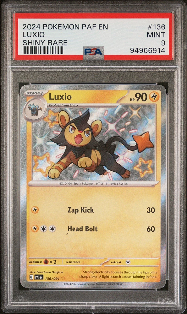 2024 Pokemon Paf En-paldean Fates 136 Luxio Shiny Rare PSA 9
