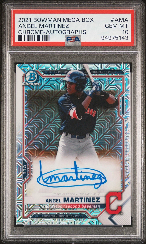 2021 Bowman Mega Box Chrome Autographs Ama Angel Martinez PSA 10