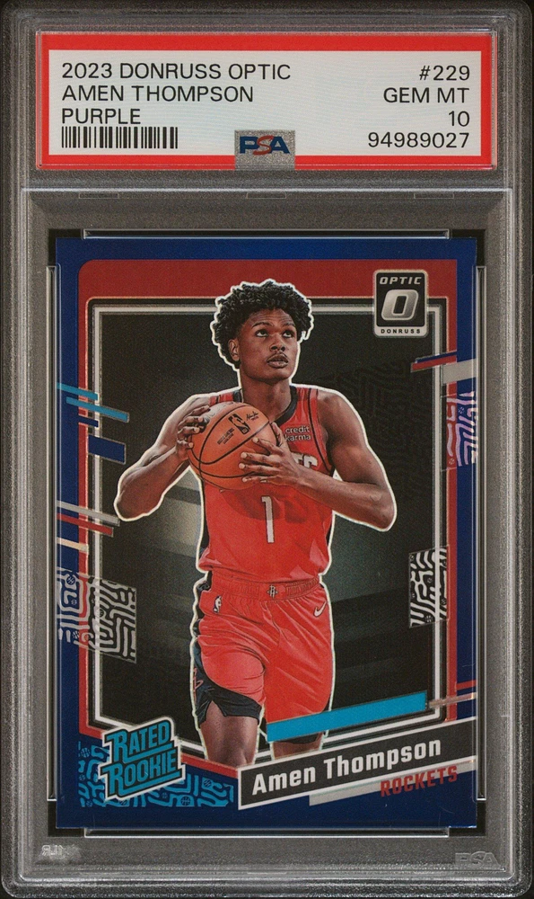 2023 Panini Donruss Optic 229 Amen Thompson Purple PSA 10