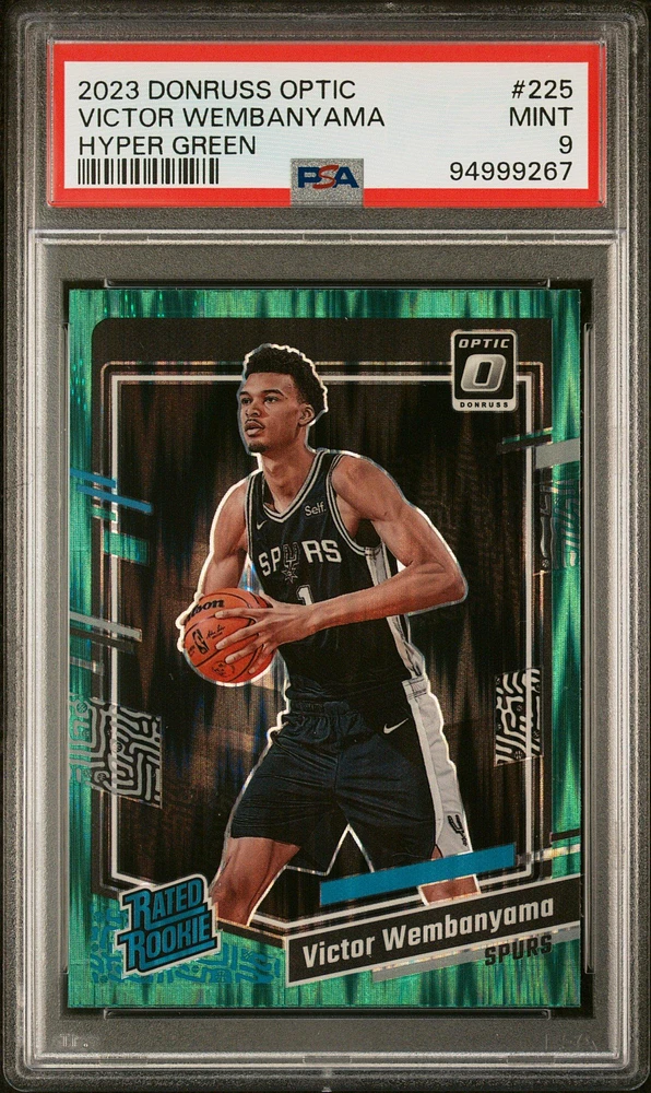 2023 Panini Donruss Optic 225 Victor Wembanyama Hyper Green PSA